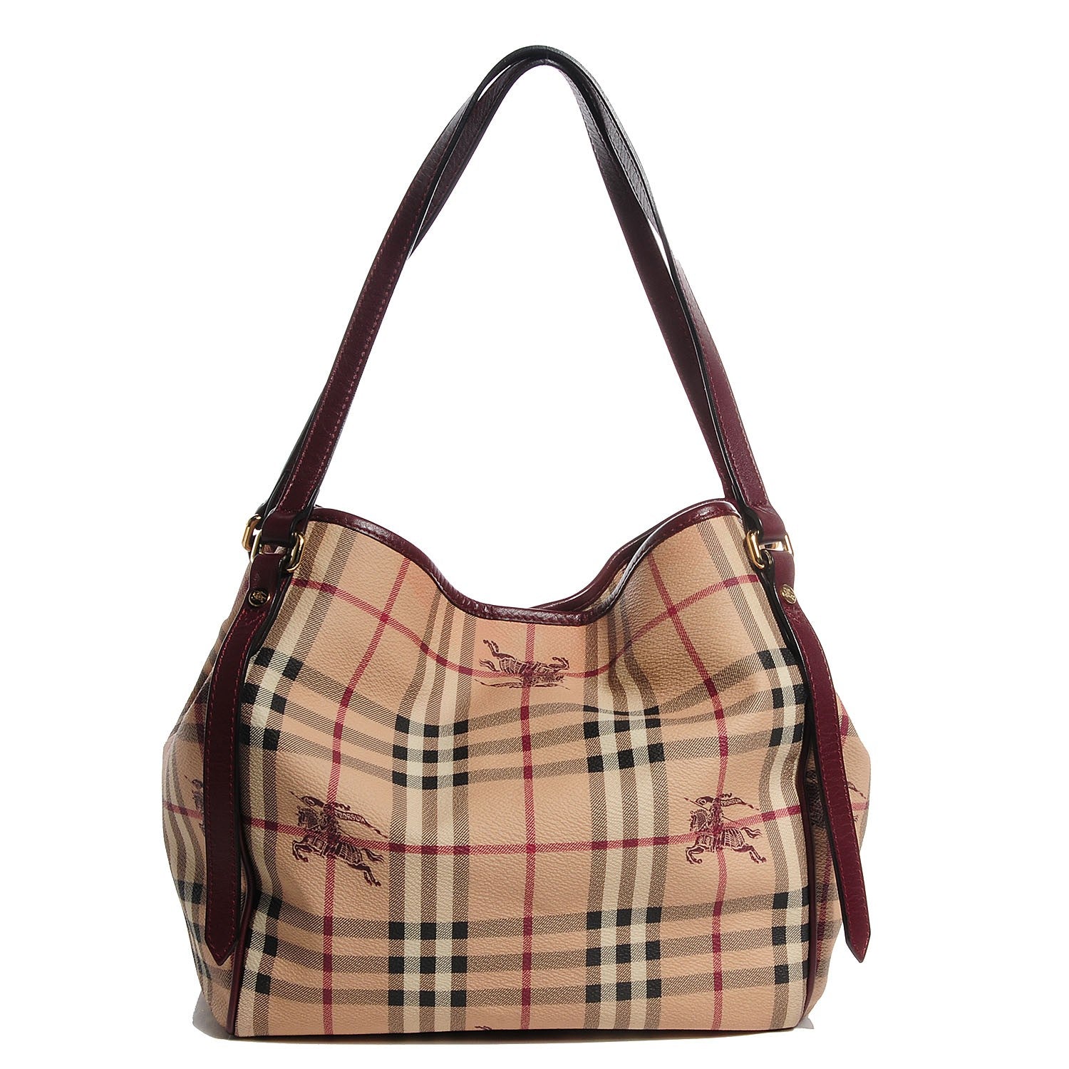Burberry Haymarket Check Small Canterbury Tote Burgundy 1 of 11