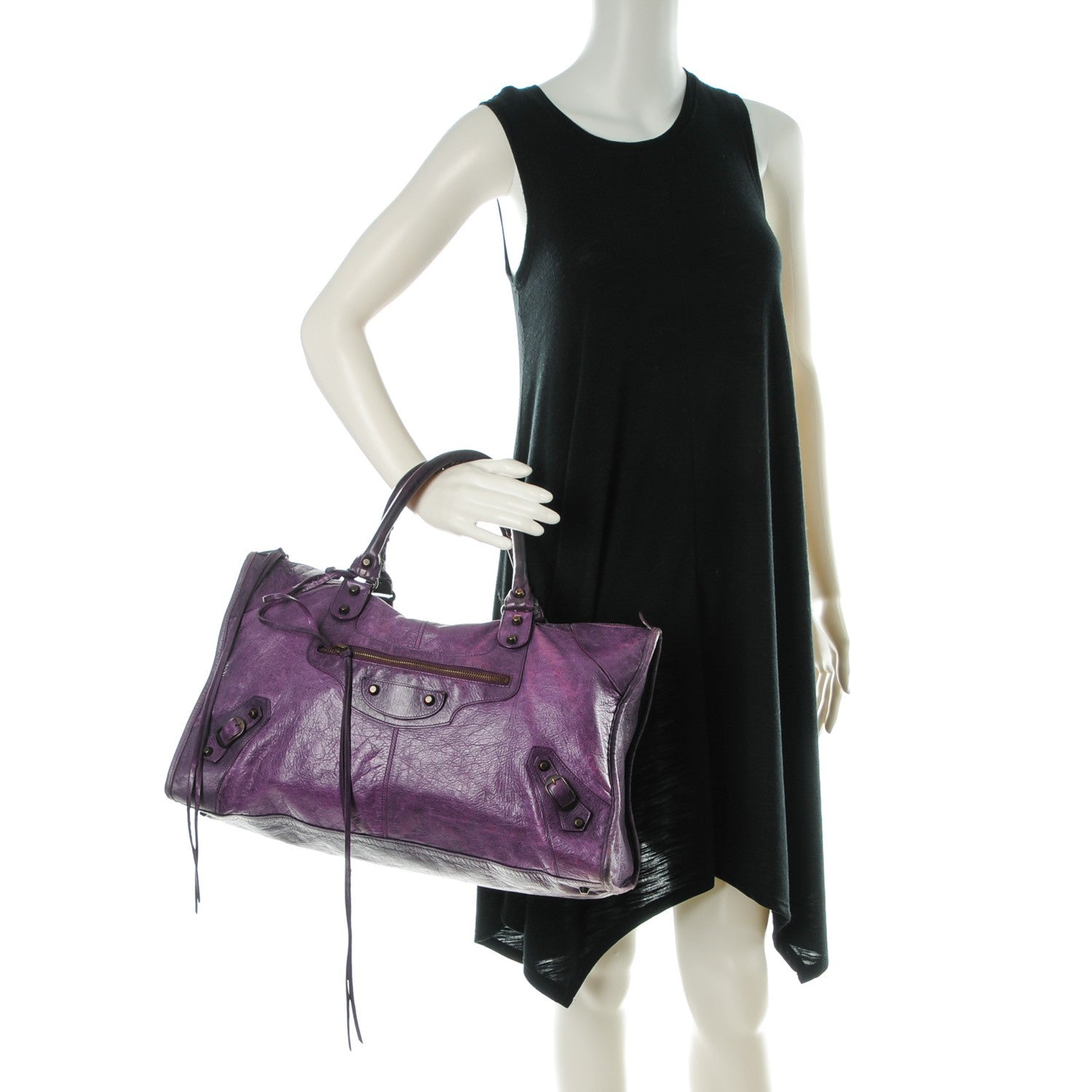 Balenciaga Agneau Classic Hardware Work Raisin 2 of 10