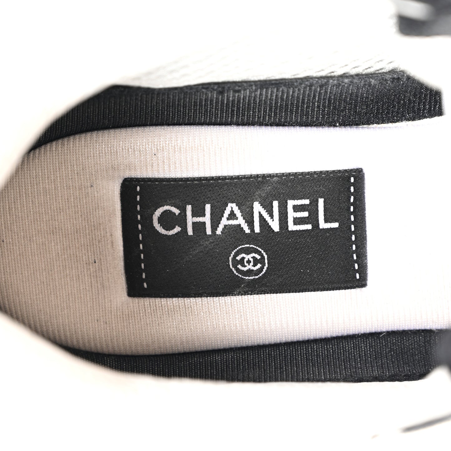 Mesh Suede Grained Calfskin Womens CC Sneakers 38 Black White