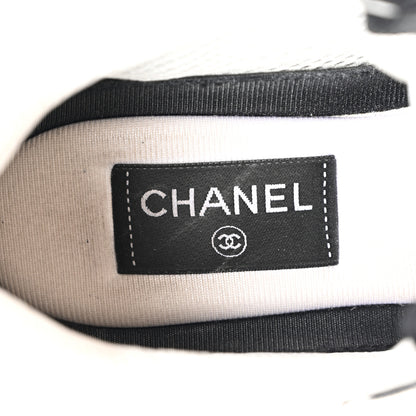 Chanel Mesh Suede Grained Calfskin Womens CC Sneakers 38 Black White 7 of 11