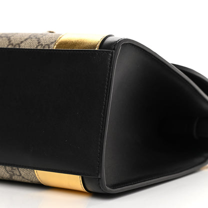 Gucci GG Supreme Monogram Small Osiride Top Handle Bag Black Gold 10 of 12