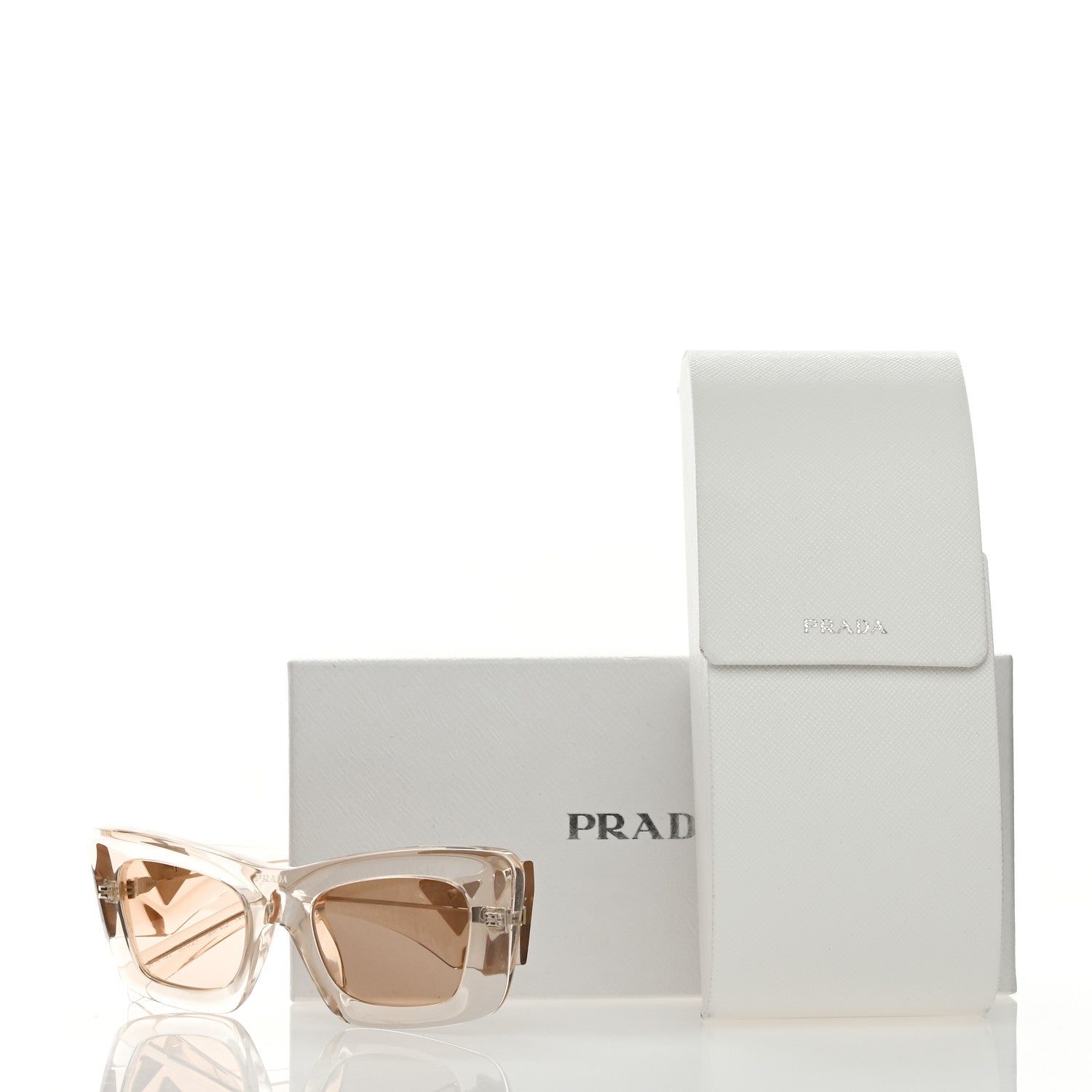 Prada Cat Eye Sunglasses SPR 13Z Transparent Beige 8 of 8