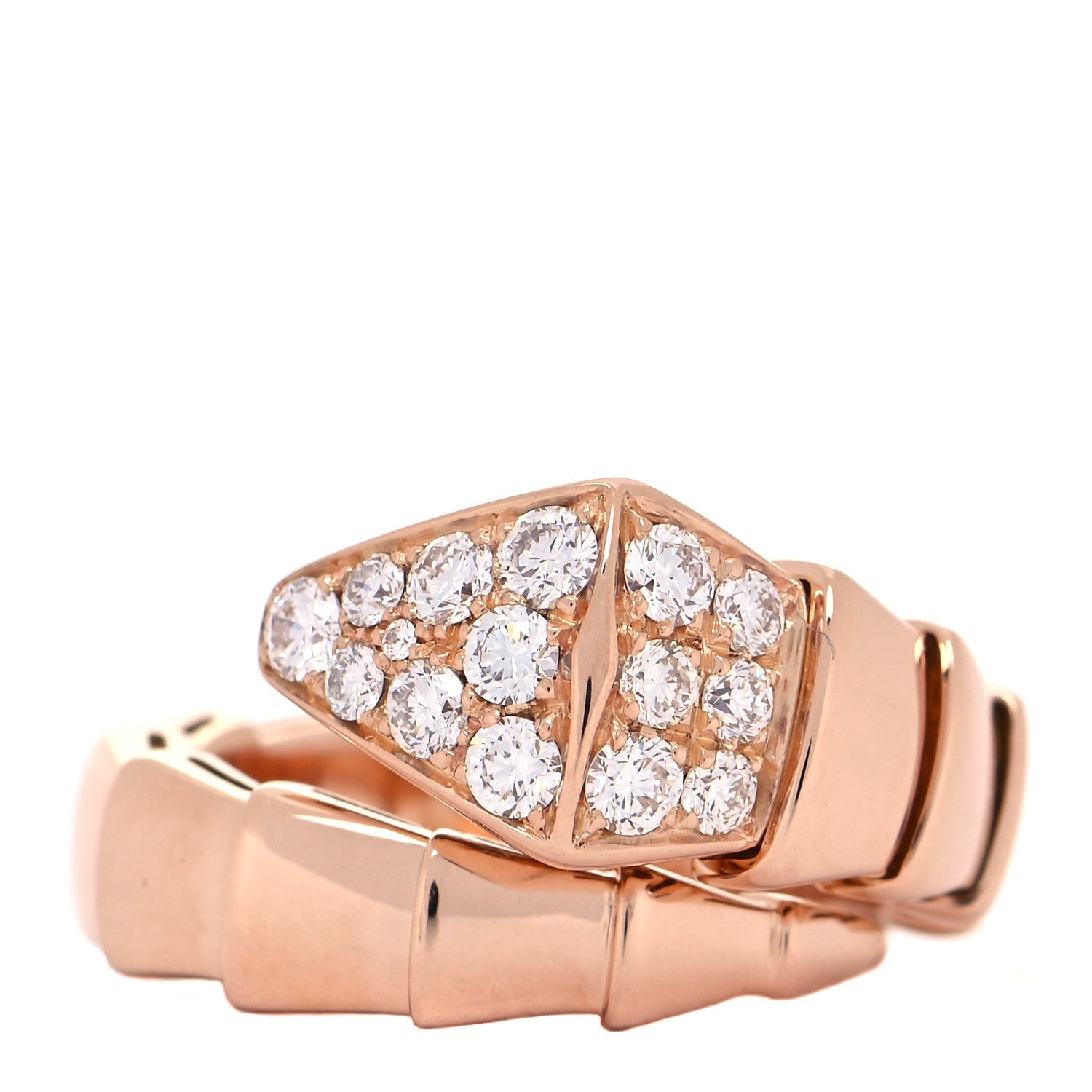 Bulgari 18K Rose Gold Diamond Serpenti Viper Ring S 1 of 5