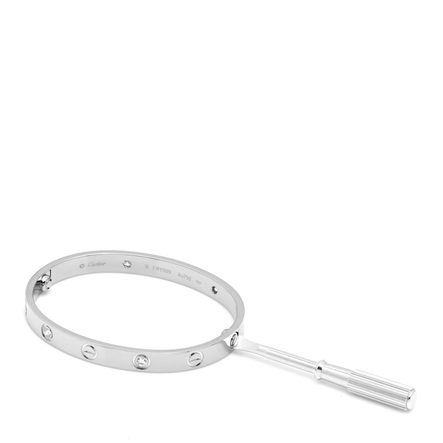 Cartier 18K White Gold 4 Diamond LOVE Bracelet 16 4 of 4