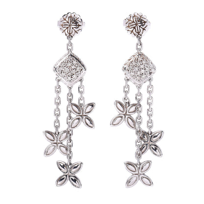 John Hardy Sterling Silver Diamond Batu Kawung Chandelier Earrings 1 of 4