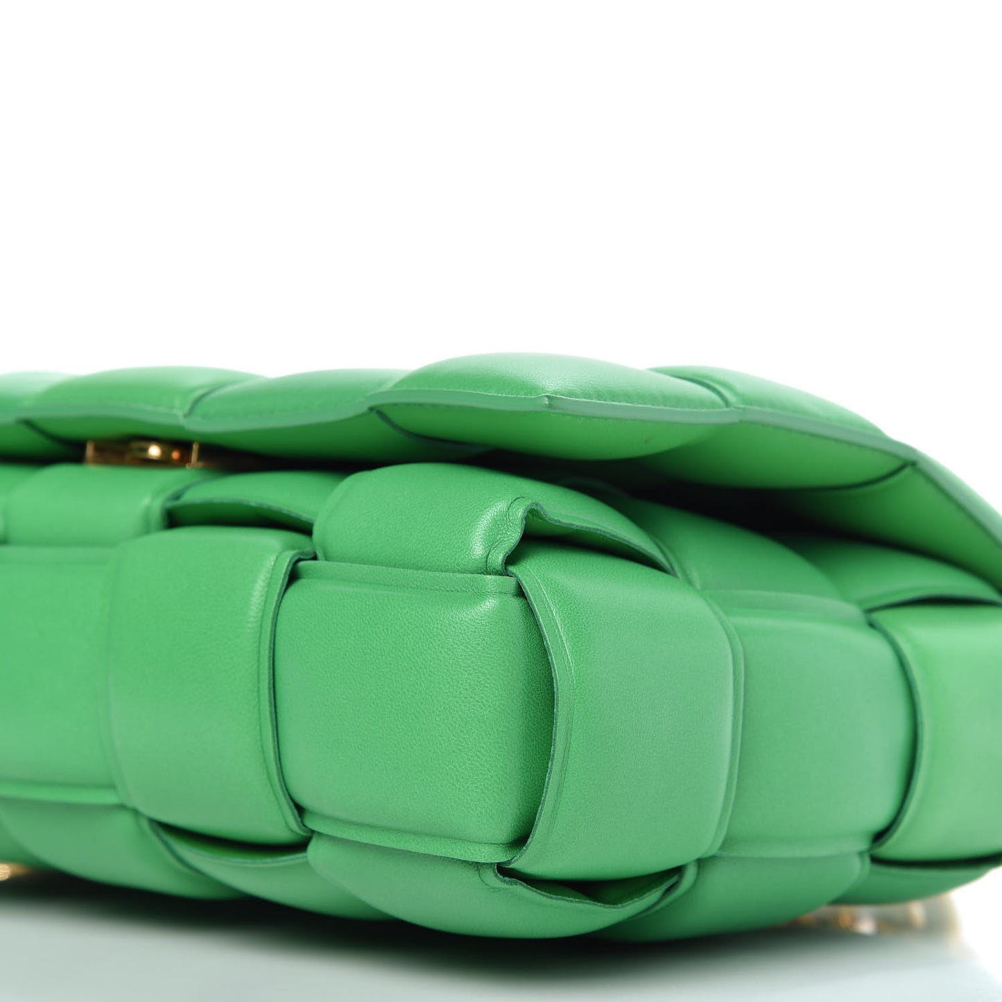 Lambskin Maxi Intreccio Padded Chain Cassette Crossbody Bag Grass