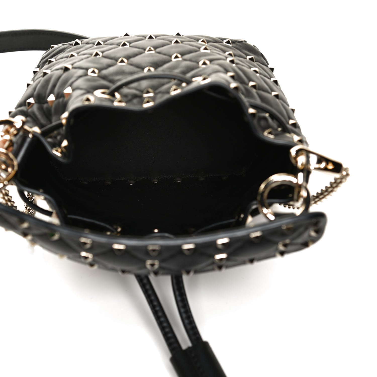 Valentino Garavani Nappa Mini Rockstud Spike Bucket Bag Black 5 of 12