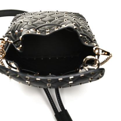 Valentino Garavani Nappa Mini Rockstud Spike Bucket Bag Black 5 of 12
