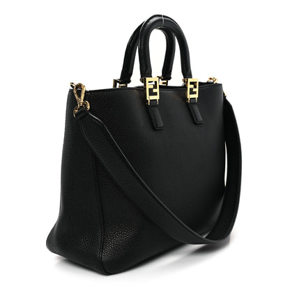 Fendi Cuoio Romano Selleria Medium FF Tote Black 3 of 9