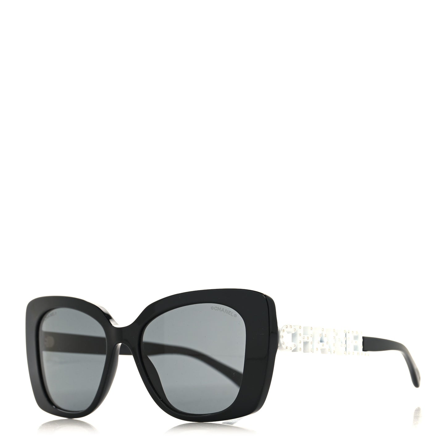 Acetate Strass Square Sunglasses 5422-B Black White