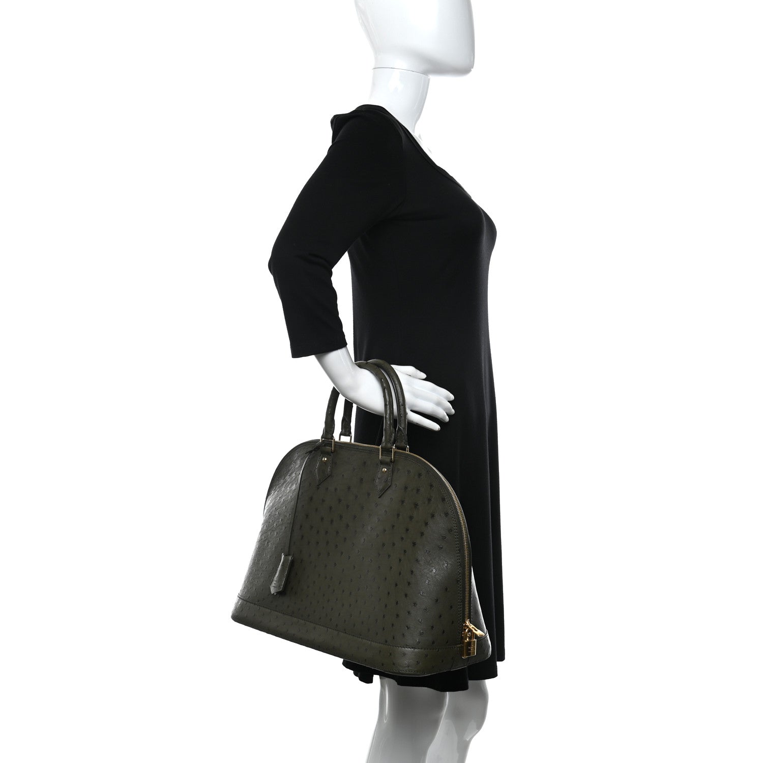 Louis Vuitton Ostrich Alma GM Olive 2 of 14