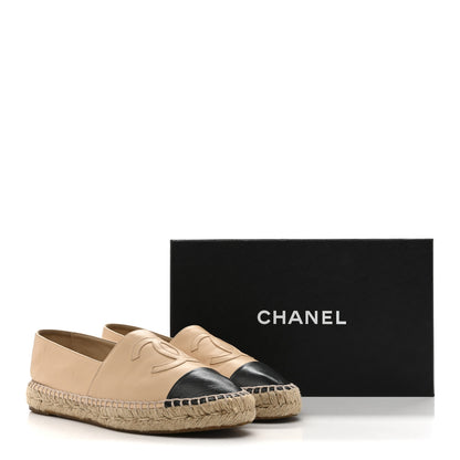 Chanel Lambskin CC Espadrilles 40 Beige Black 10 of 10