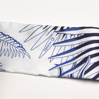 Hermes Silk Mythiques Phoenix Coloriages Twilly White Bleu Turquoise 5 of 5