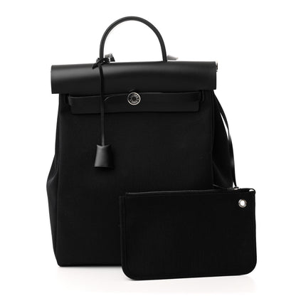 Hermes Military Toile Vache Hunter Herbag a Dos Zip Retourne Backpack Black 3 of 11