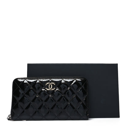 Chanel Patent Goatskin Quilted Medium Paris Dallas Zip Around Wallet Black 12 of 12