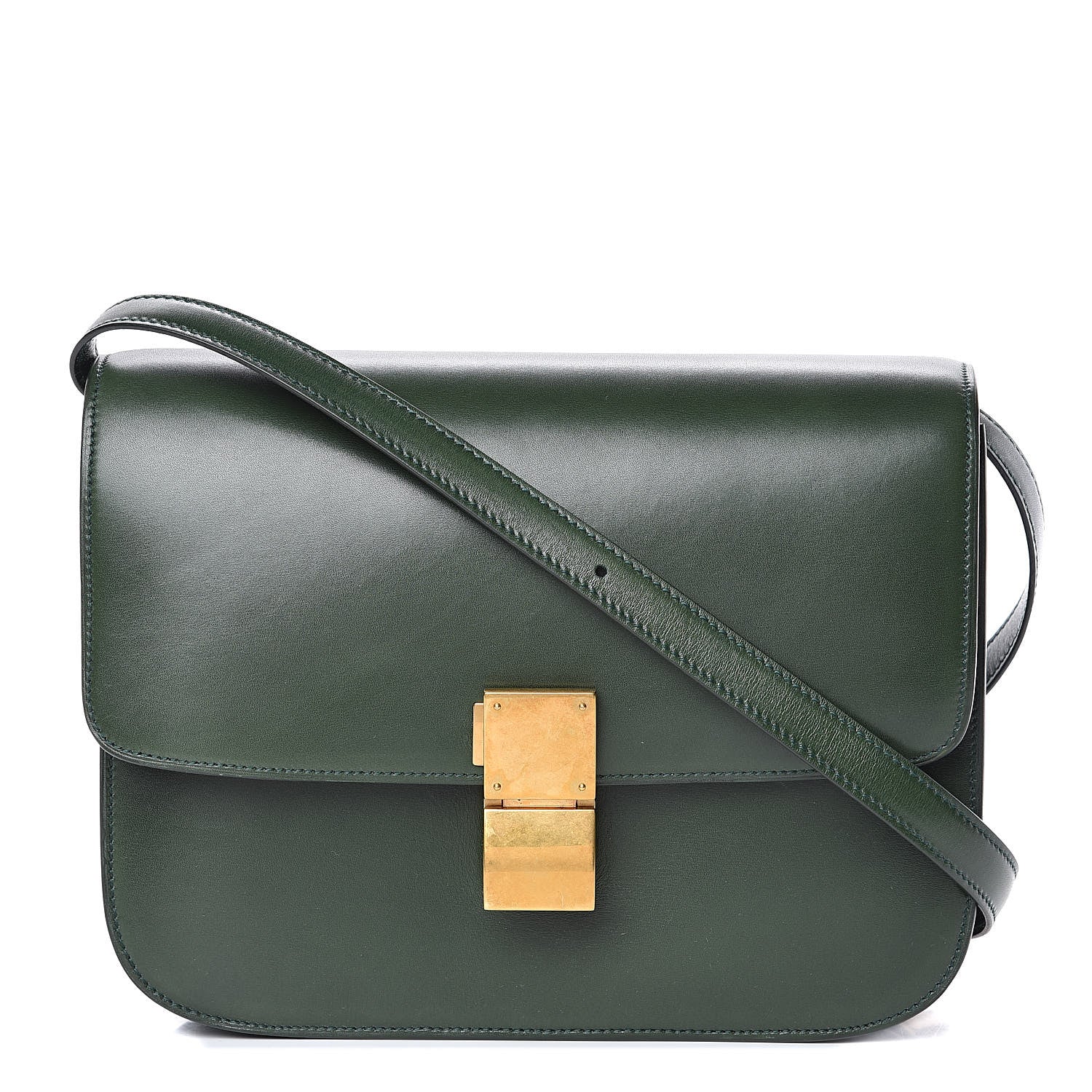 Celine Box Calfskin Medium Classic Box Flap Bag Dark Green 1 of 12