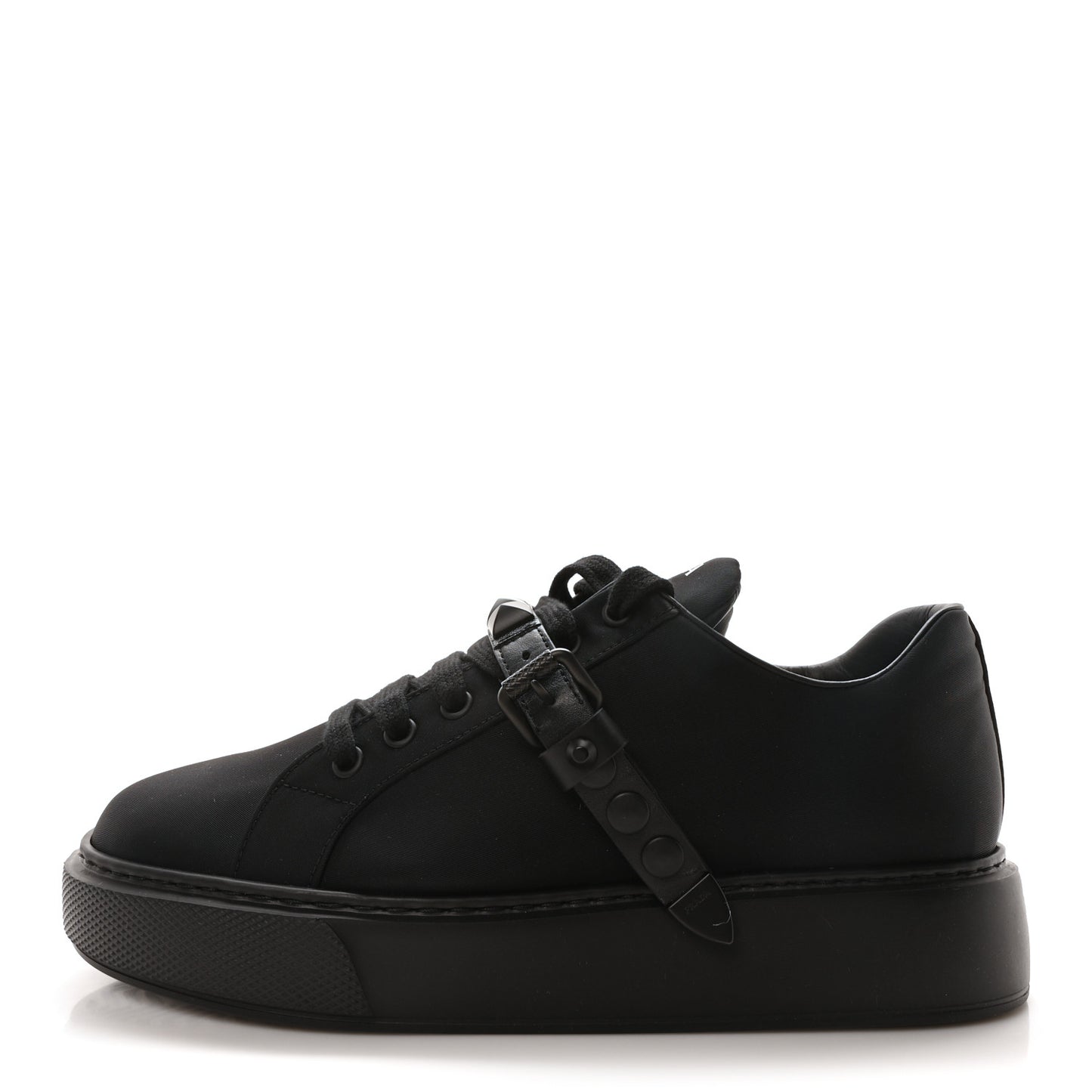 Nylon Gabardine Studded Low Top Sneakers 39 Black