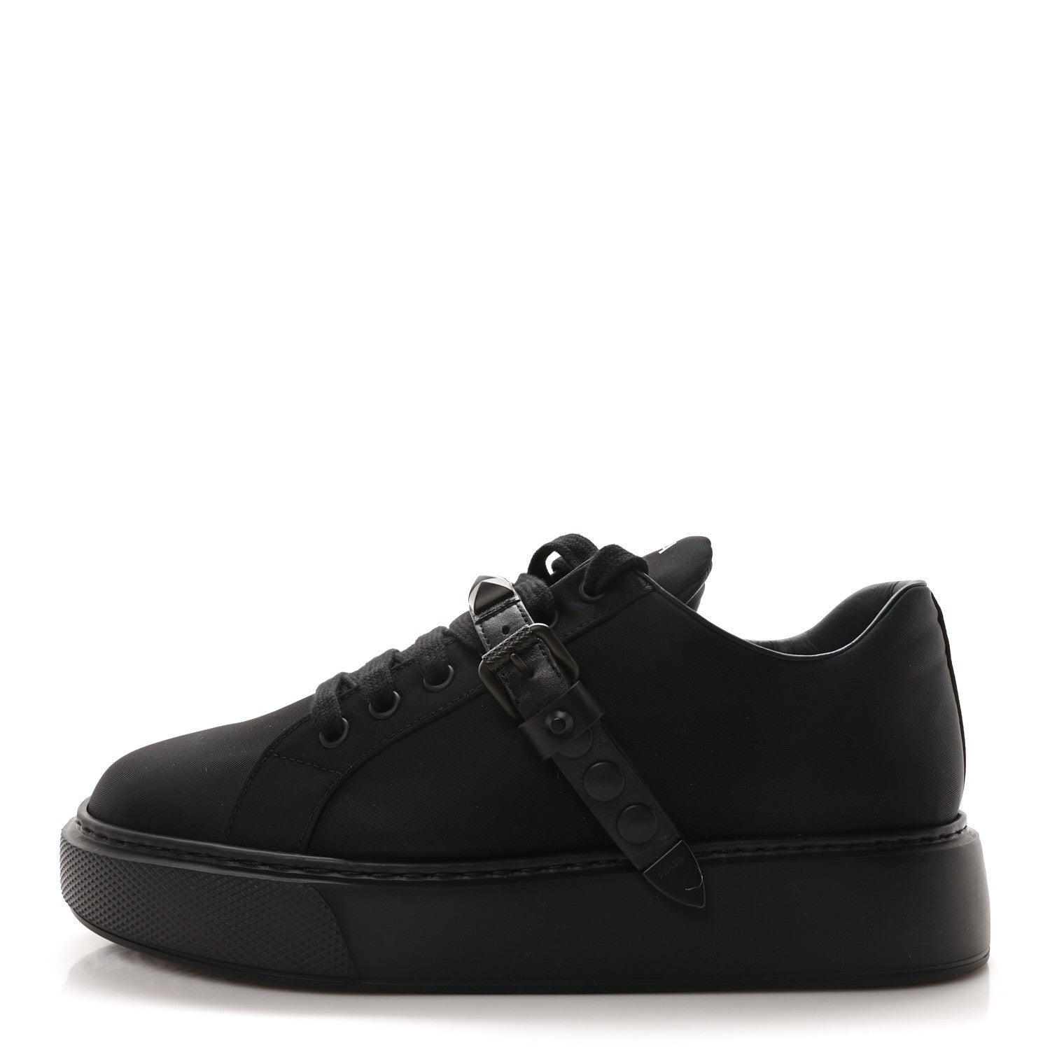 Prada Nylon Gabardine Studded Low Top Sneakers 39 Black 1 of 9