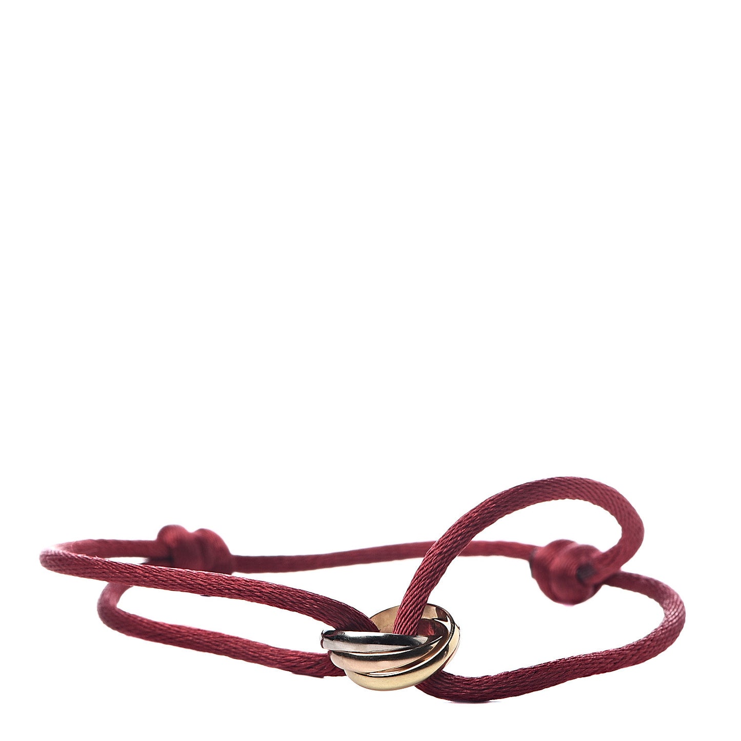 18K Pink Yellow White Gold Trinity Cord Bracelet Red
