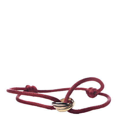 Cartier 18K Pink Yellow White Gold Trinity Cord Bracelet Red 1 of 4