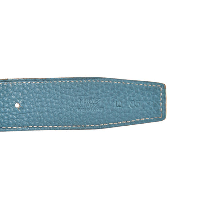 Hermes Box Togo 32mm Belt Strap 85 Black Blue Jean 3 of 7