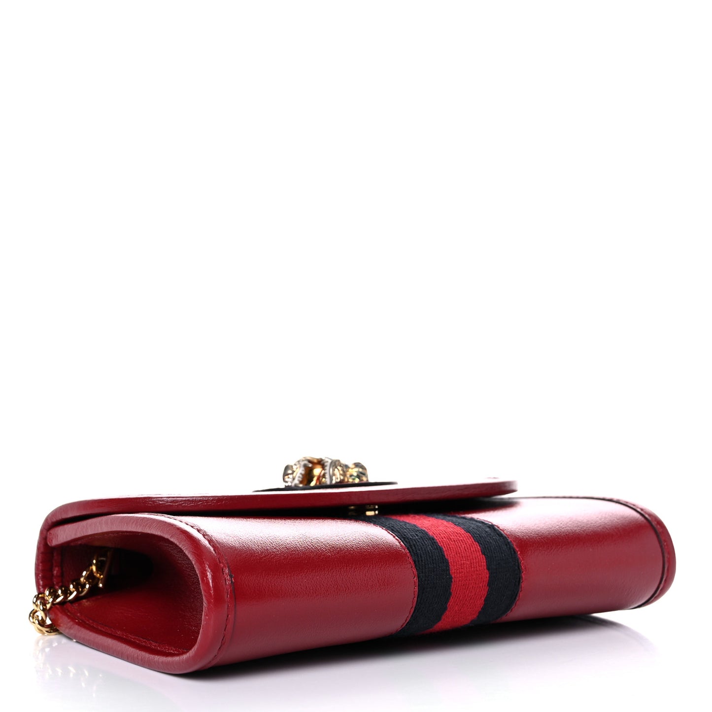 Textured Calfskin Web Mini Rajah Slim Flap Shoulder Bag Romantic Cherry