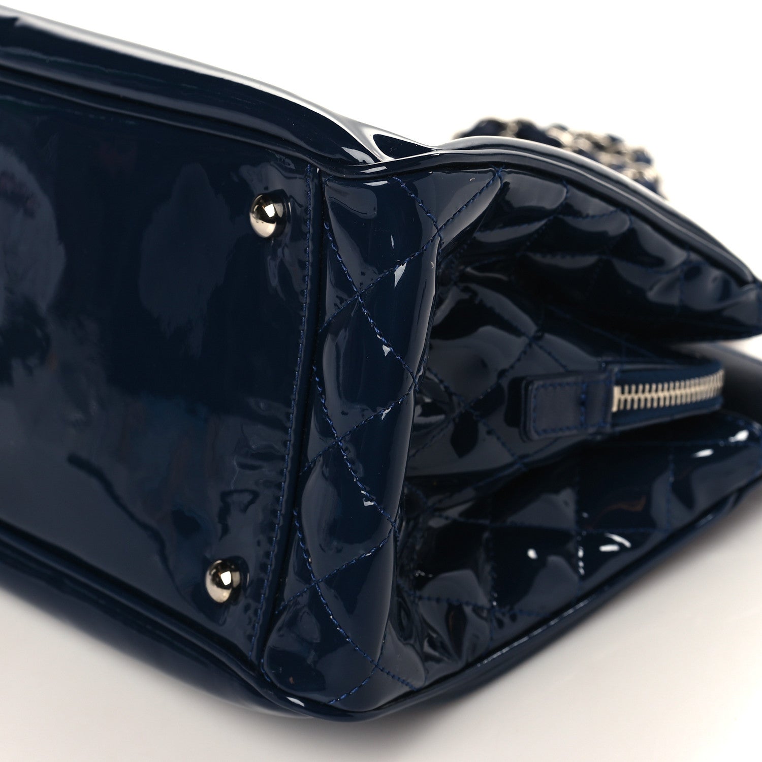 Chanel Vinyl Lipstick Ligne Tote Dark Navy Blue 8 of 8