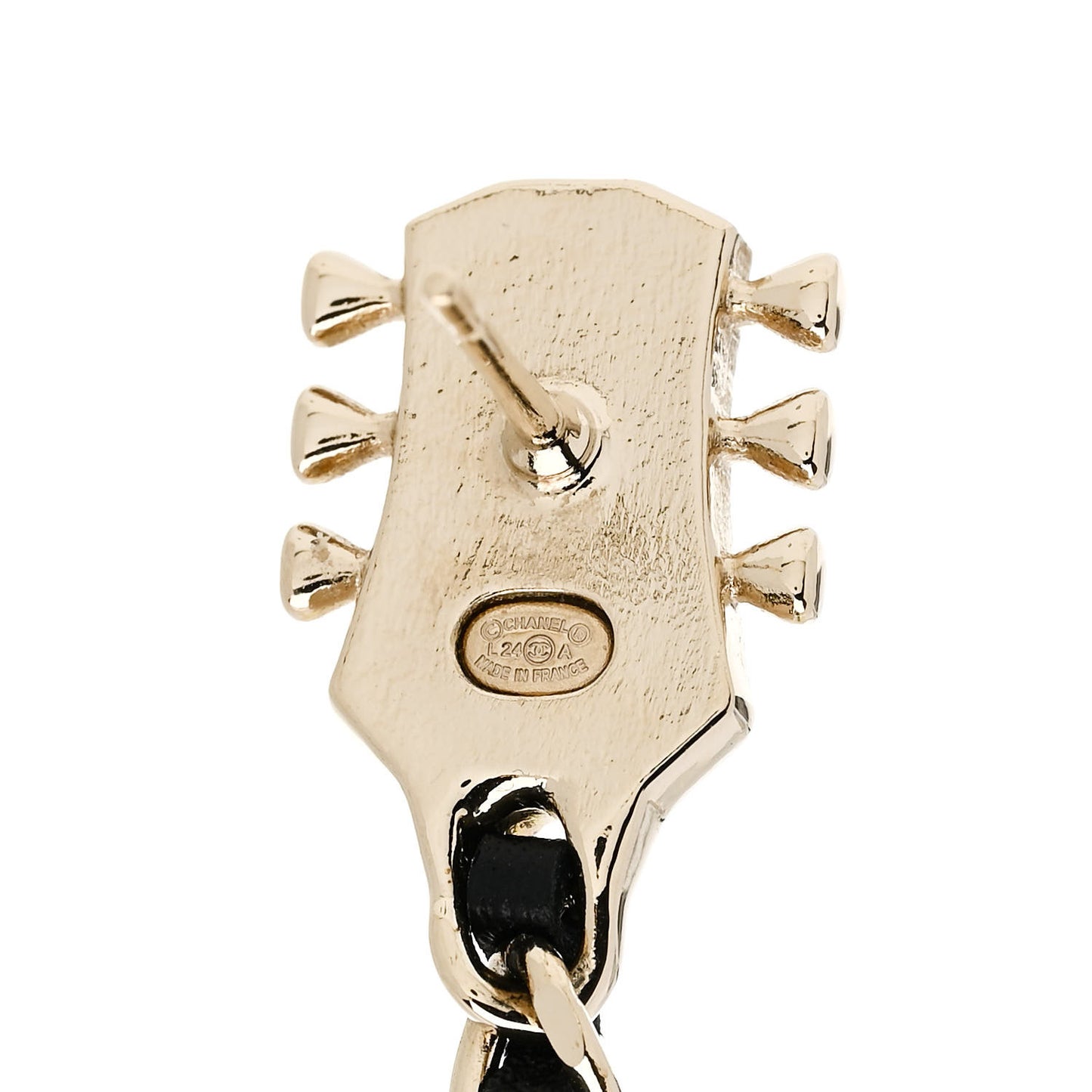 Metal Resin Lambskin Guitar Earrings Black White