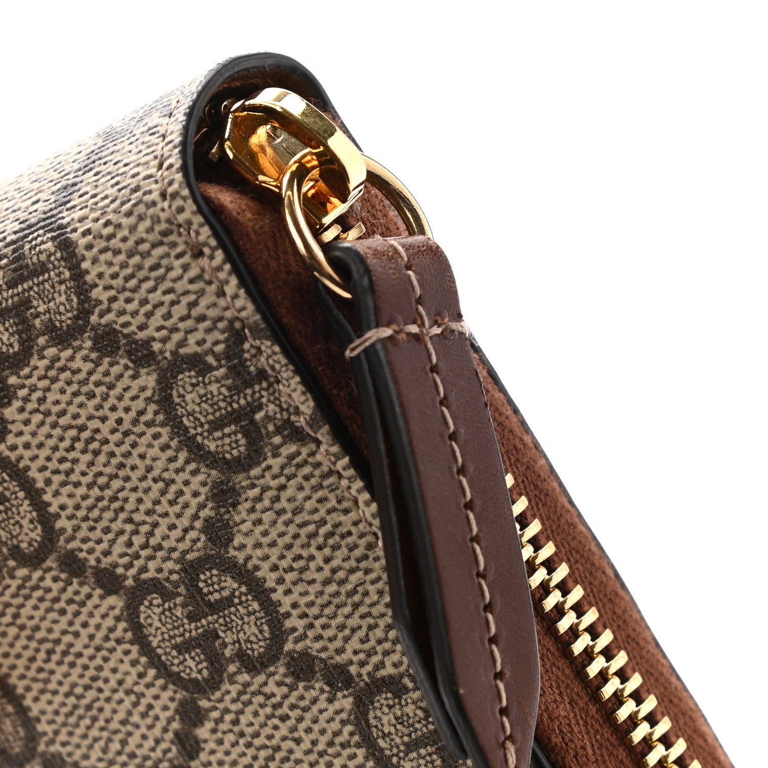 Gucci GG Supreme Monogram Cuoio Toscano Zip Around Wallet Beige Ebony Cuir 7 of 10