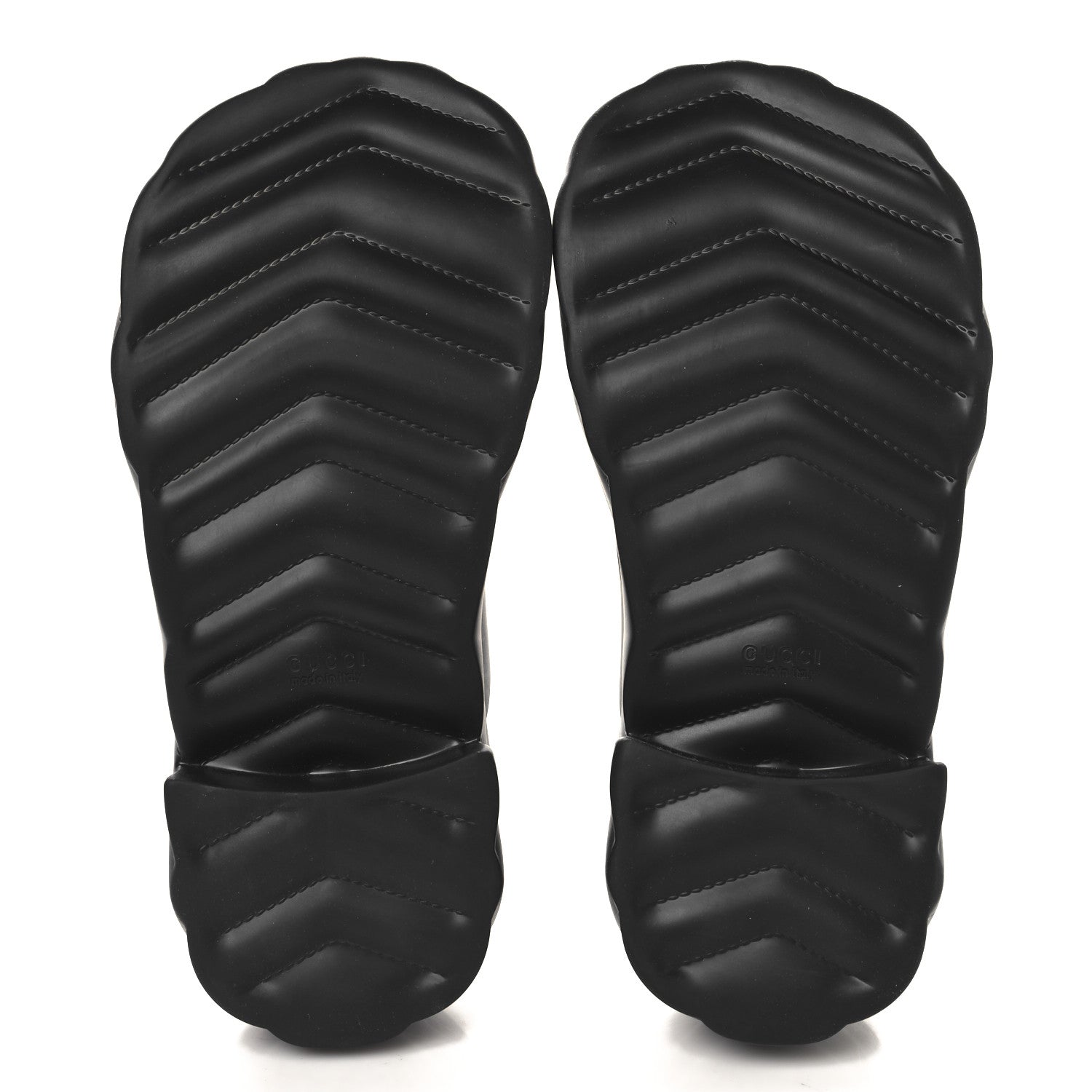 Gucci Rubber Chevron Logo Embossed Womens Thong Platform Sandals 38 Black 6 of 10