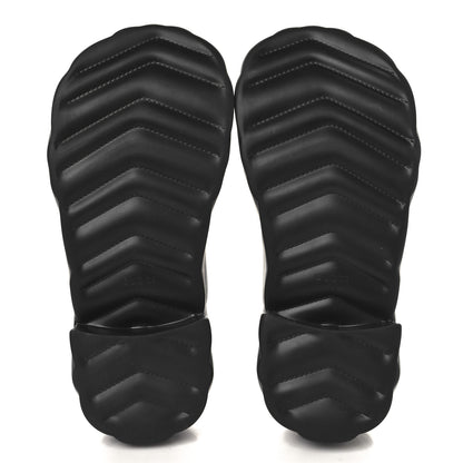 Gucci Rubber Chevron Logo Embossed Womens Thong Platform Sandals 38 Black 6 of 10