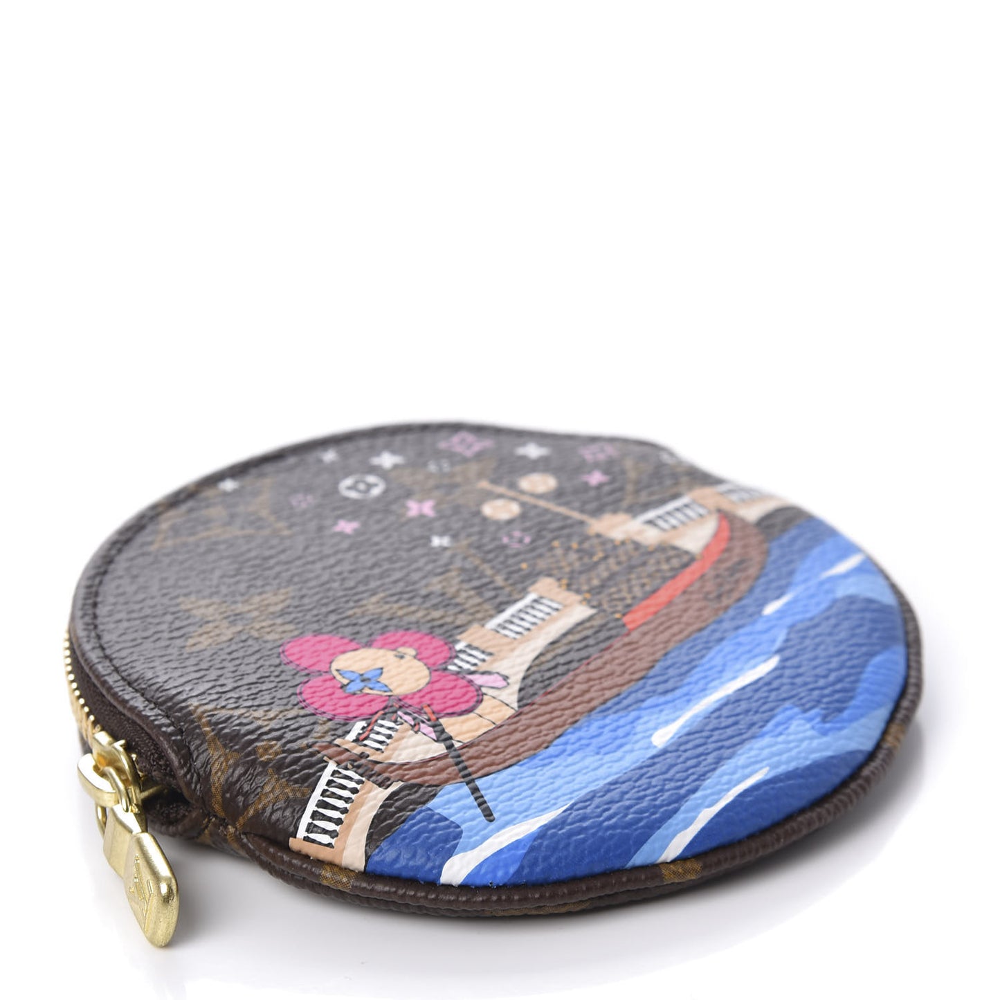 Monogram 2019 Christmas Animation Round Coin Purse Blue