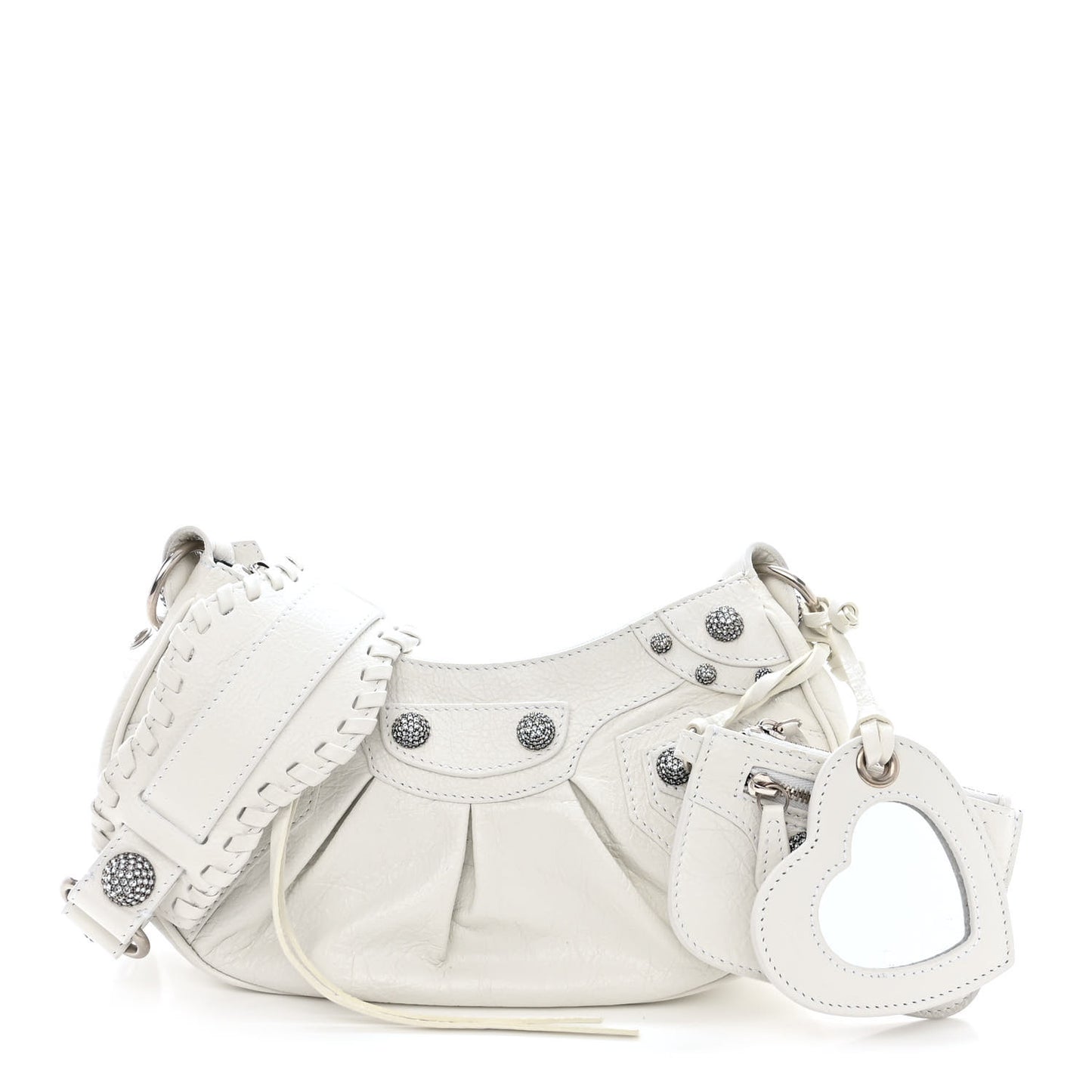 Agneau Arena Crystal Le Cagole Shoulder Bag XS Optic White