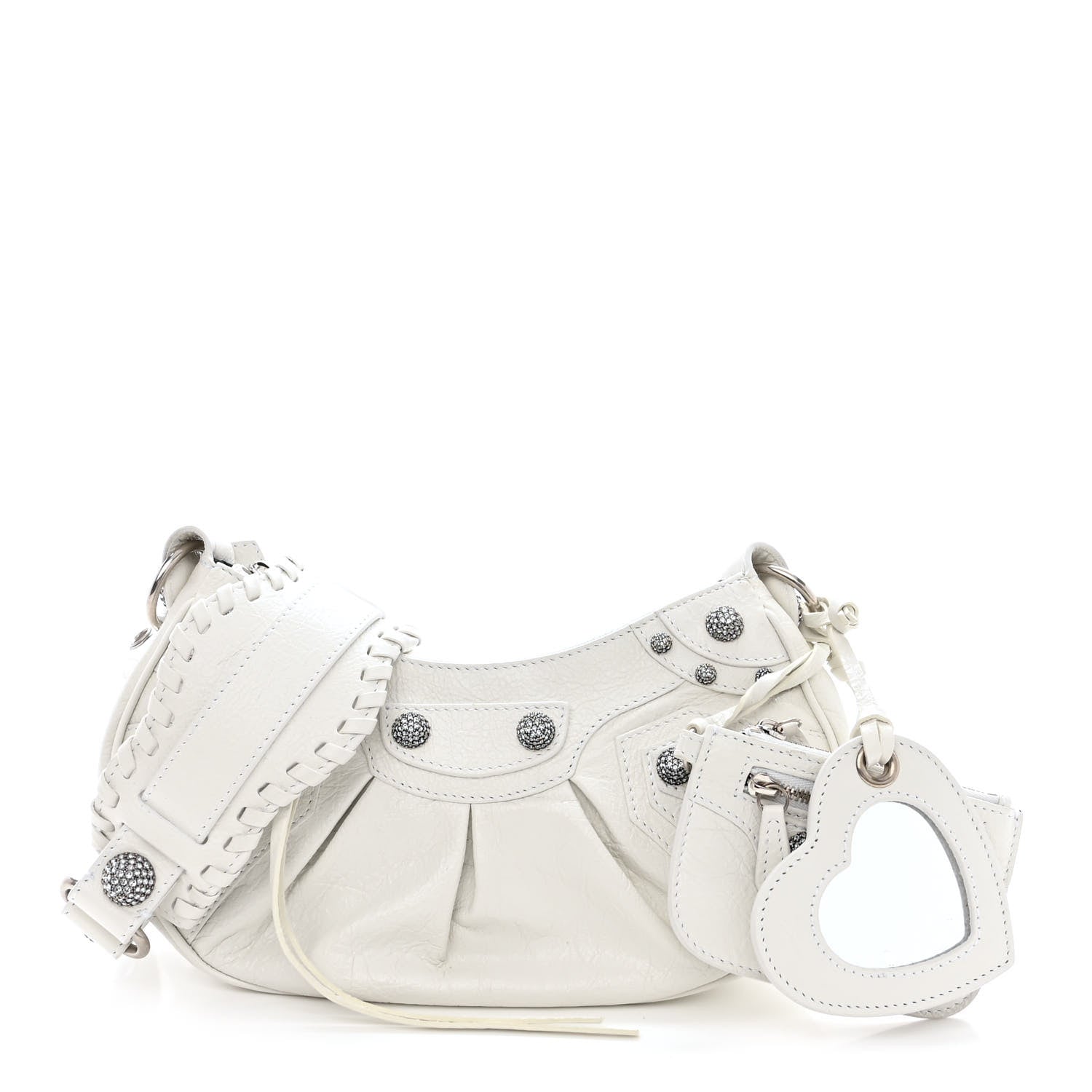 Balenciaga Agneau Arena Crystal Le Cagole Shoulder Bag XS Optic White 1 of 11