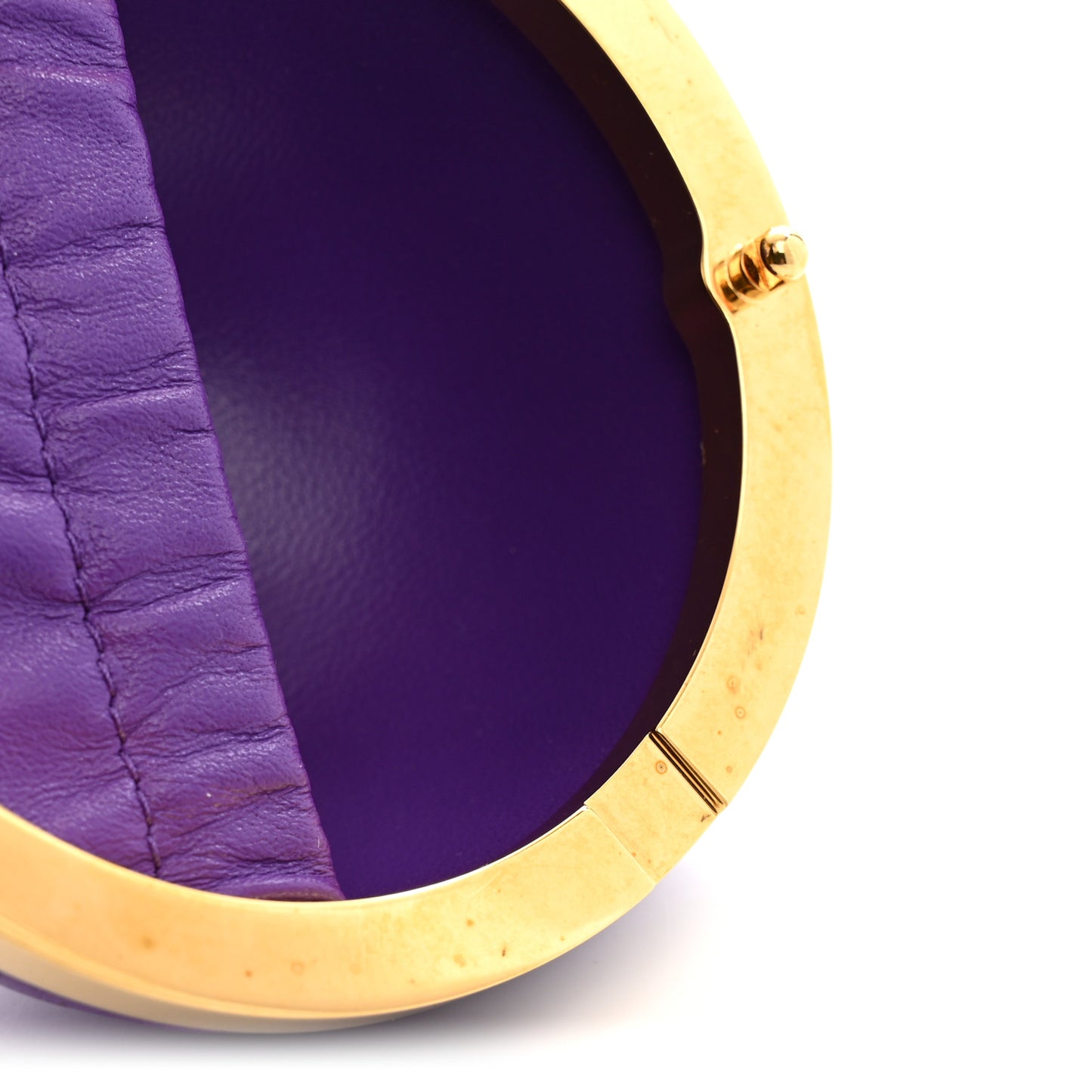 Lambskin CC Minaudiere Sphere Chain Clutch Purple