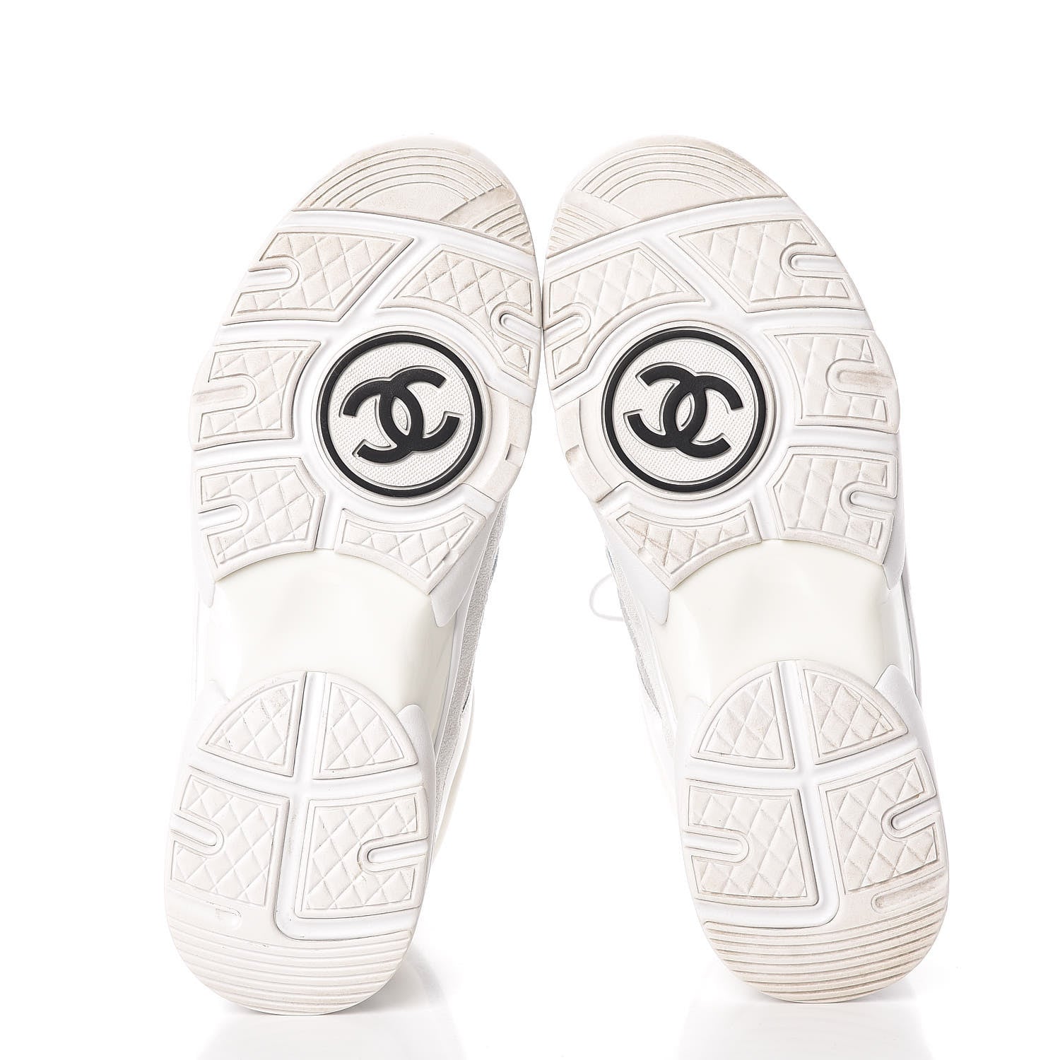 Chanel Suede Calfskin Lambskin High Top CC Sneakers 38 White Grey Fluo Blue 5 of 8