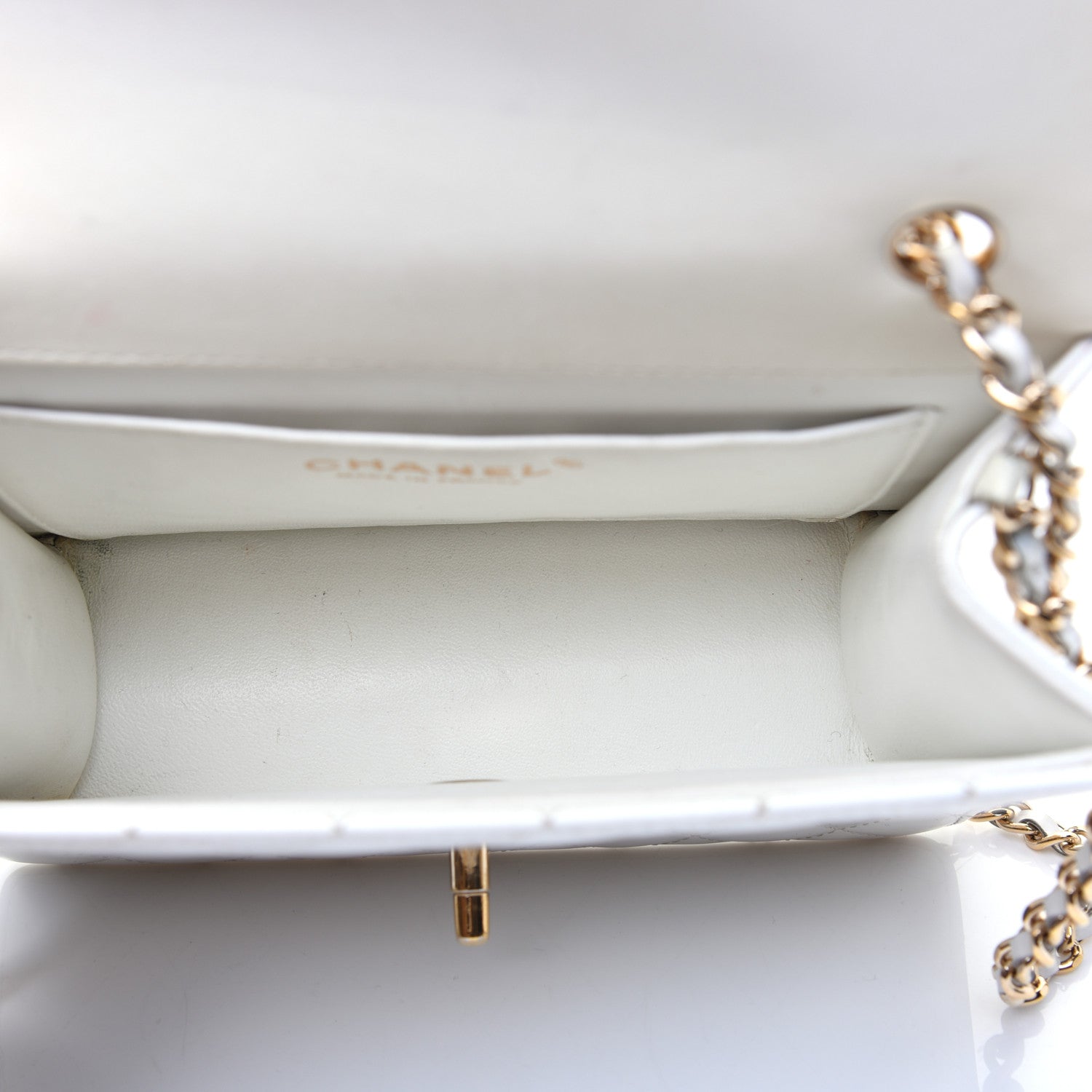 Chanel Glazed Calfskin Stitched Mini Square Flap White 5 of 19