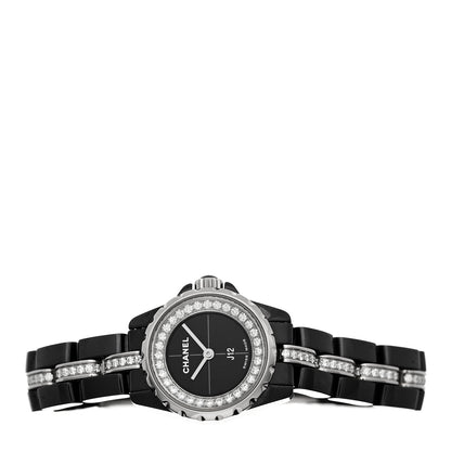 Chanel Stainless Steel Ceramic Diamond Bezel 19mm J12 XS Quartz Watch Black 2 of 5