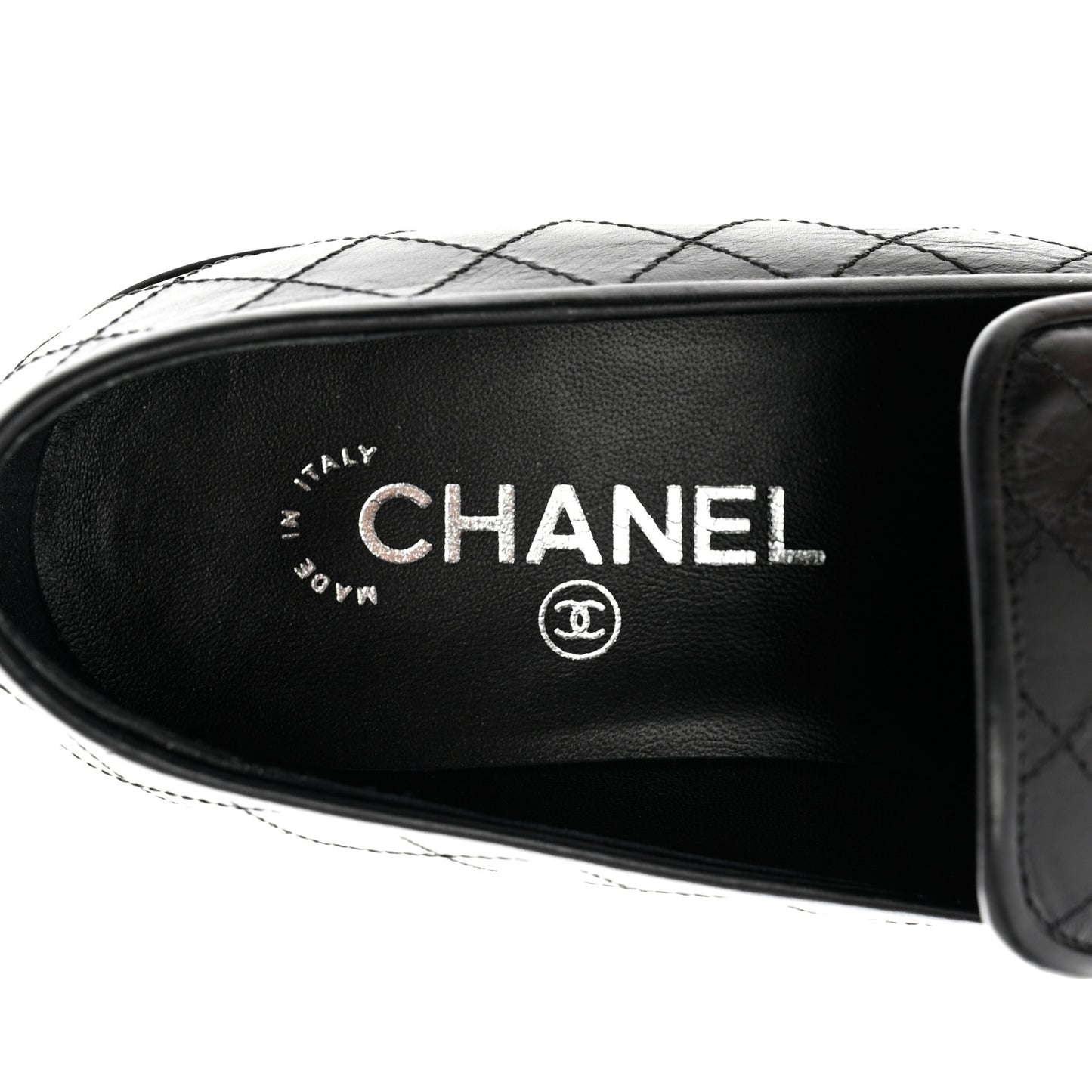 Calfskin Stitched CC Loafers 39 Black