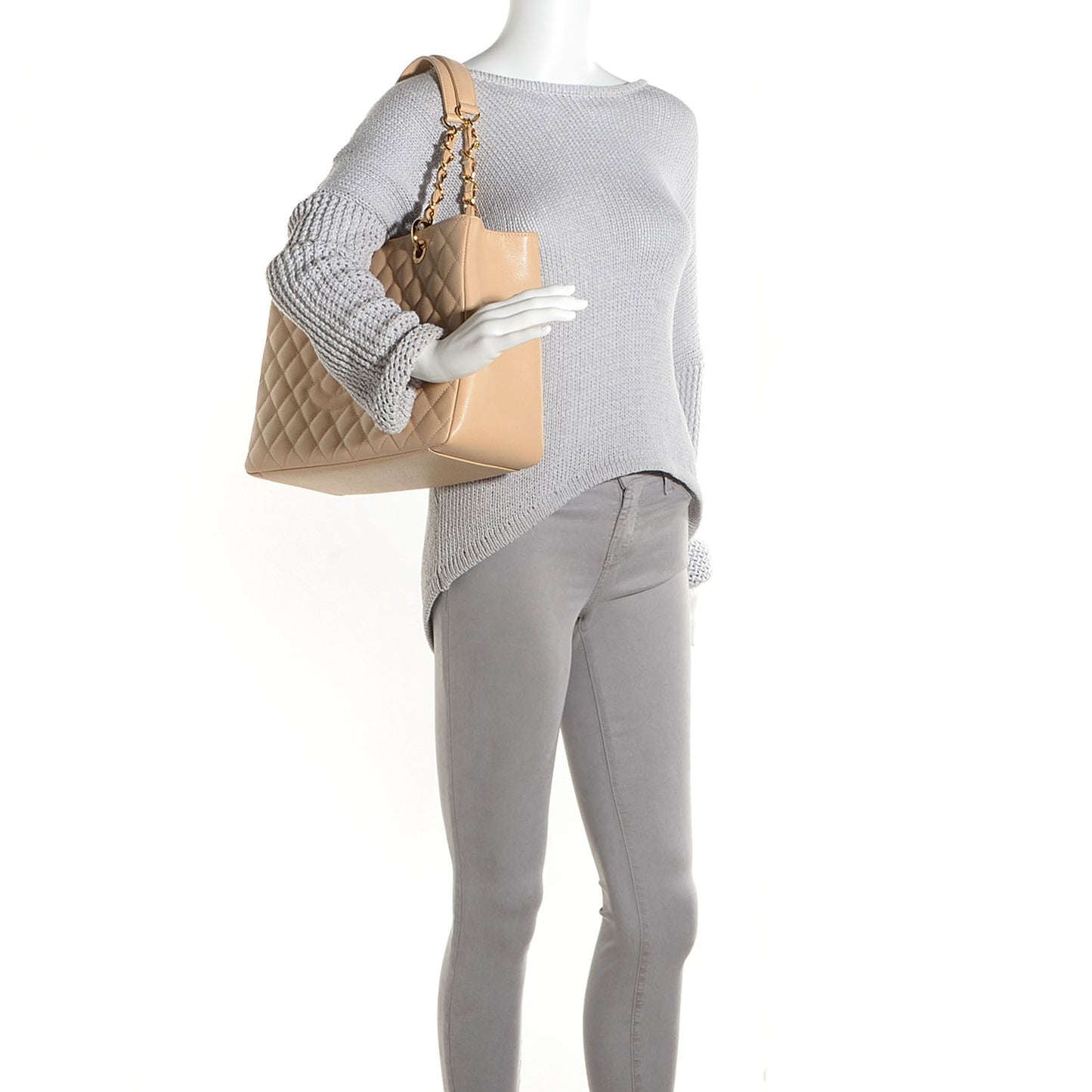 Caviar Grand Shopping Tote GST Beige Clair