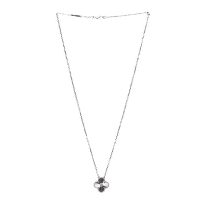 Van Cleef & Arpels 18K White Gold Diamond Guilloche Vintage Alhambra Pendant Necklace 3 of 8