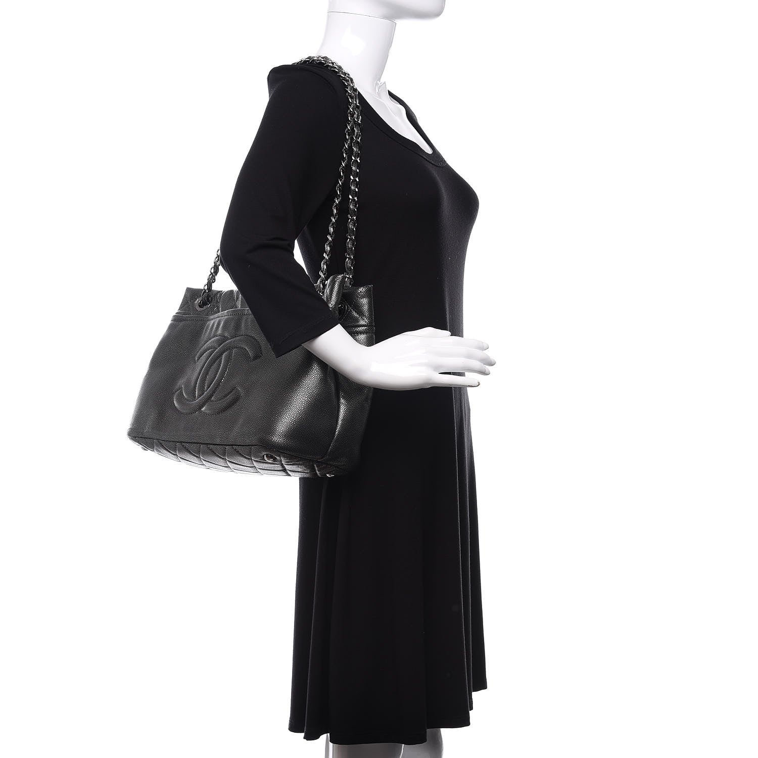 Chanel Metallic Caviar Quilted CC Timeless Tote Dark Silver 2 of 10
