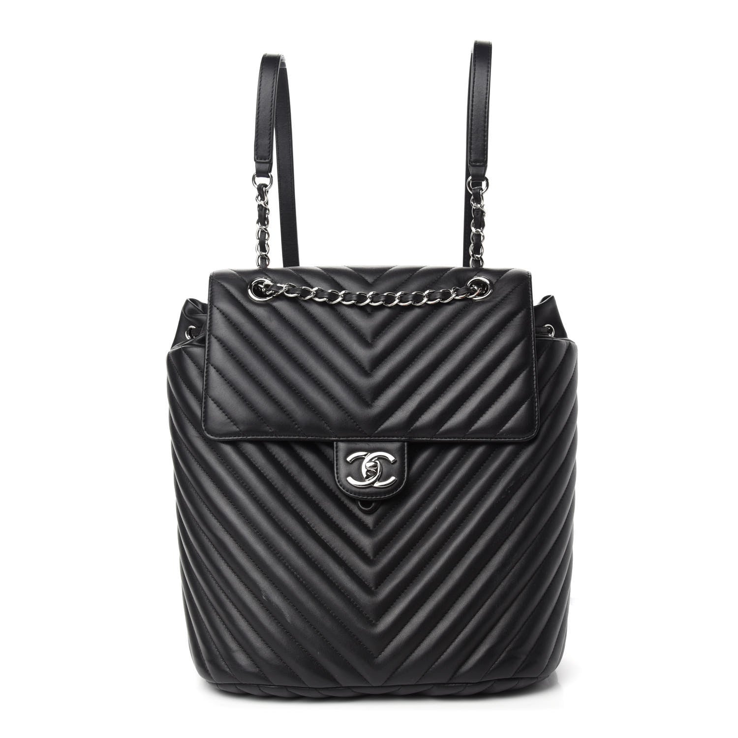 Chanel Calfskin Chevron Quilted Large Urban Spirit Backpack Black 1 of 11