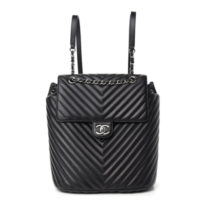 Chanel Calfskin Chevron Quilted Large Urban Spirit Backpack Black 1 of 11