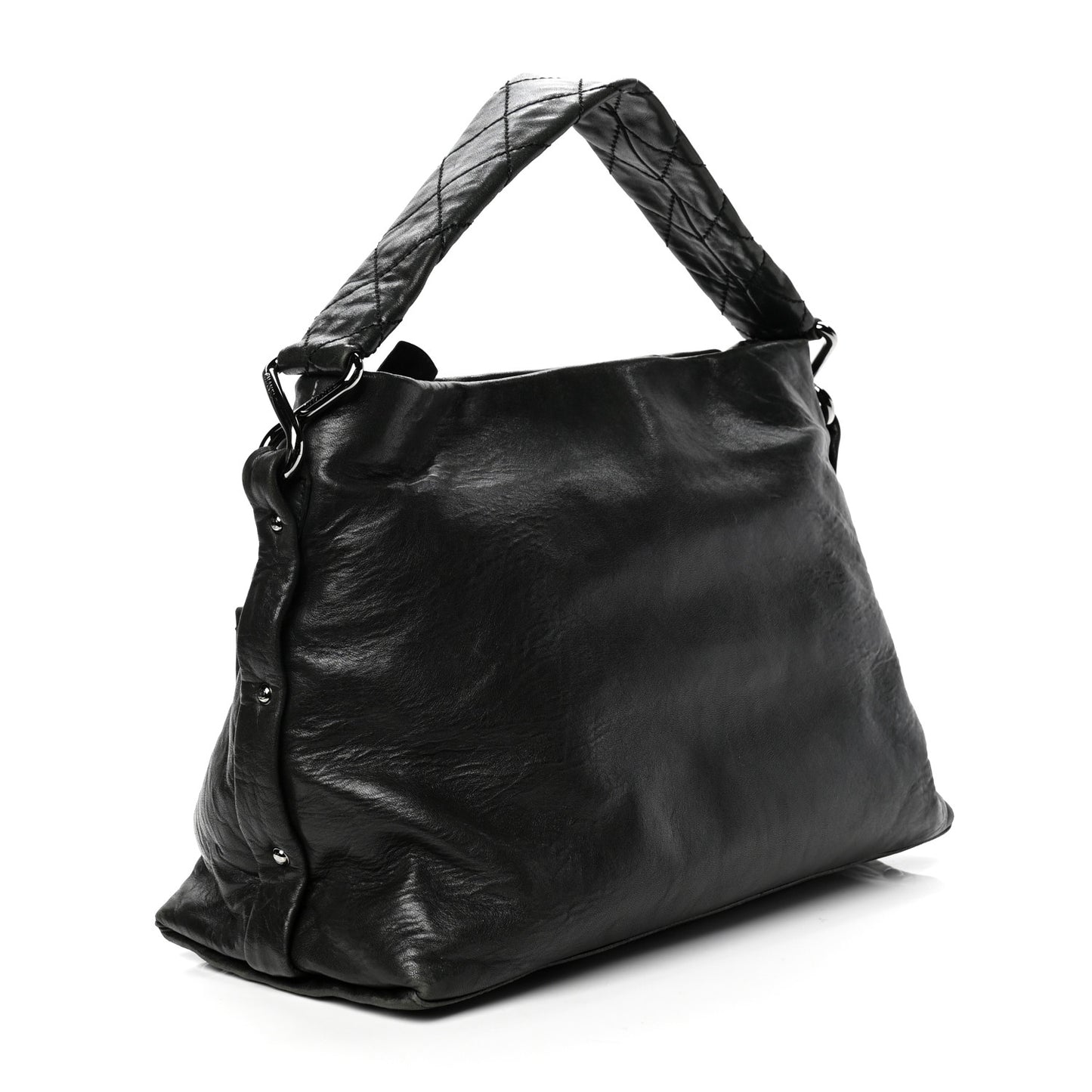 Lambskin Quilted 8 Knots Hobo Black