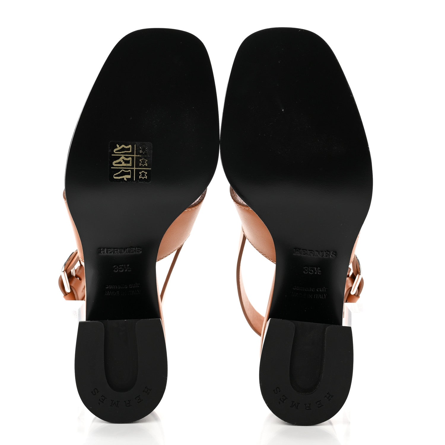 Hermes Calfskin Elbe 60 Sandals 35.5 Marron Glaise 5 of 8