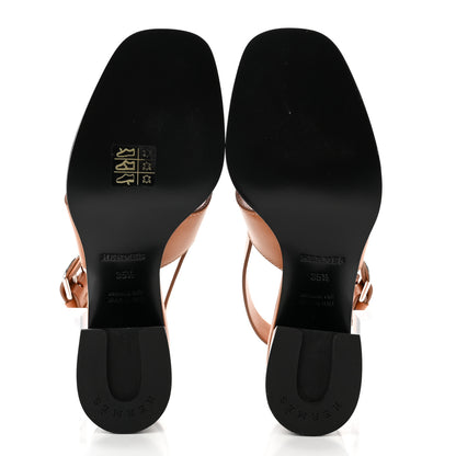 Hermes Calfskin Elbe 60 Sandals 35.5 Marron Glaise 5 of 8