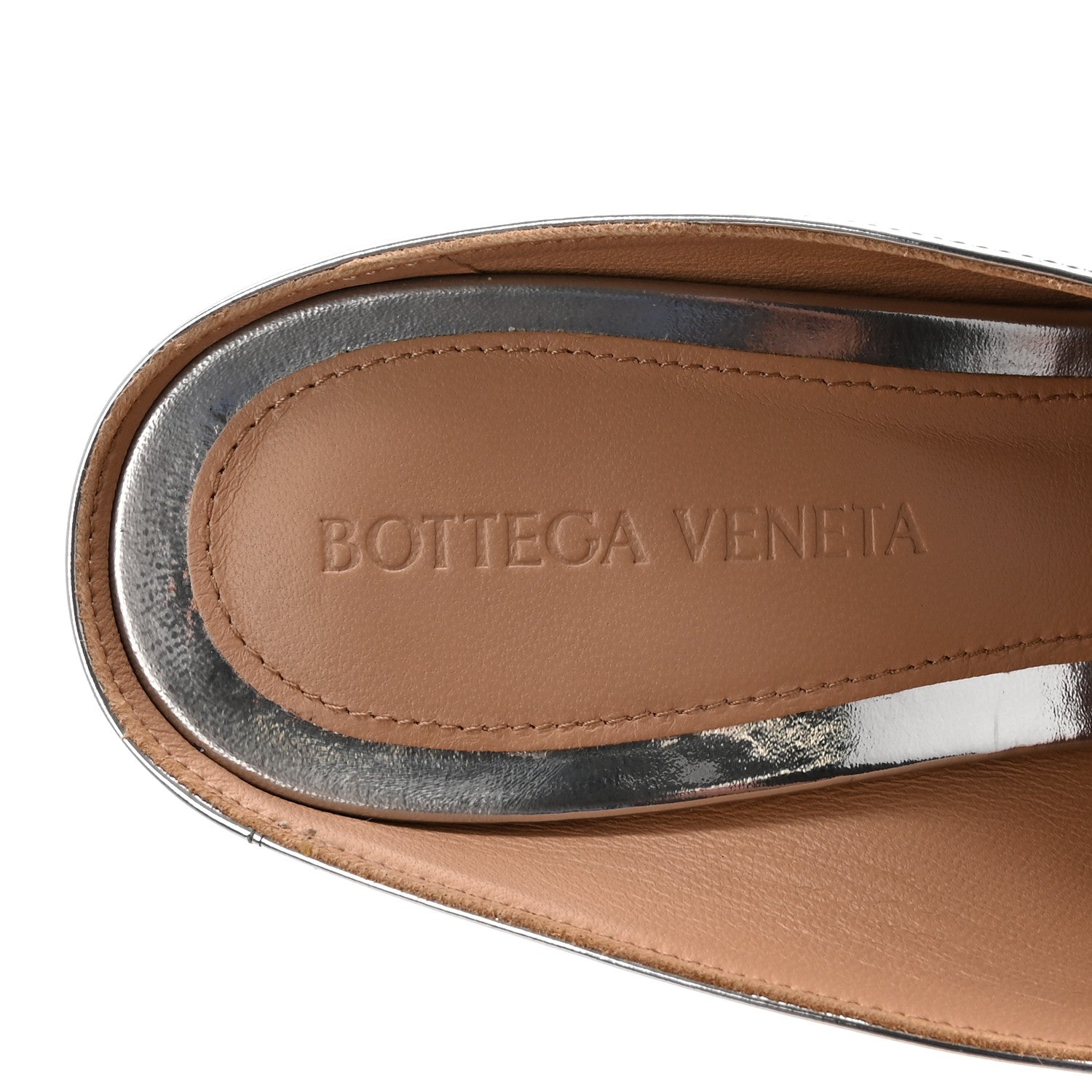 Bottega Veneta Laminated Calfskin Rocket Mule Pumps 37.5 Silver 8 of 9