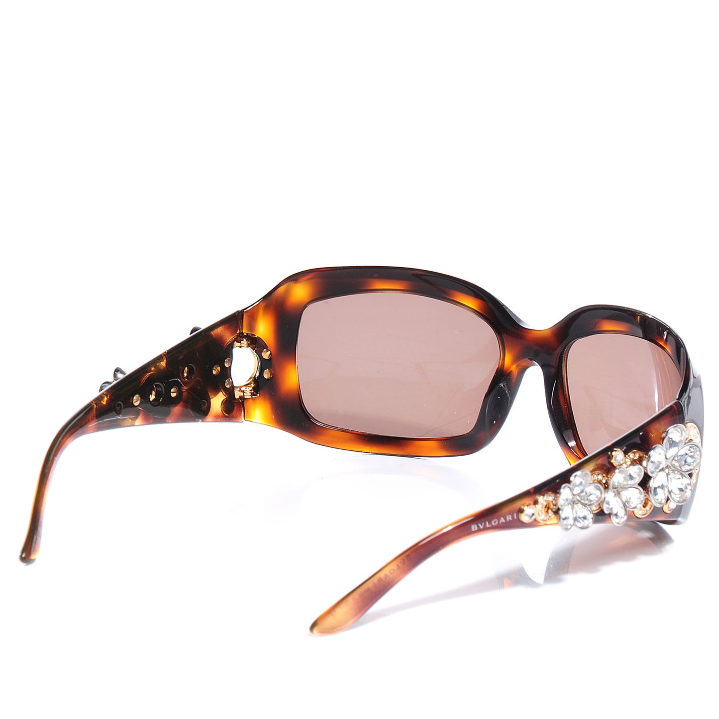 BVLGARI Tortoise Shell Crystal Flower 856-B Sunglasses
