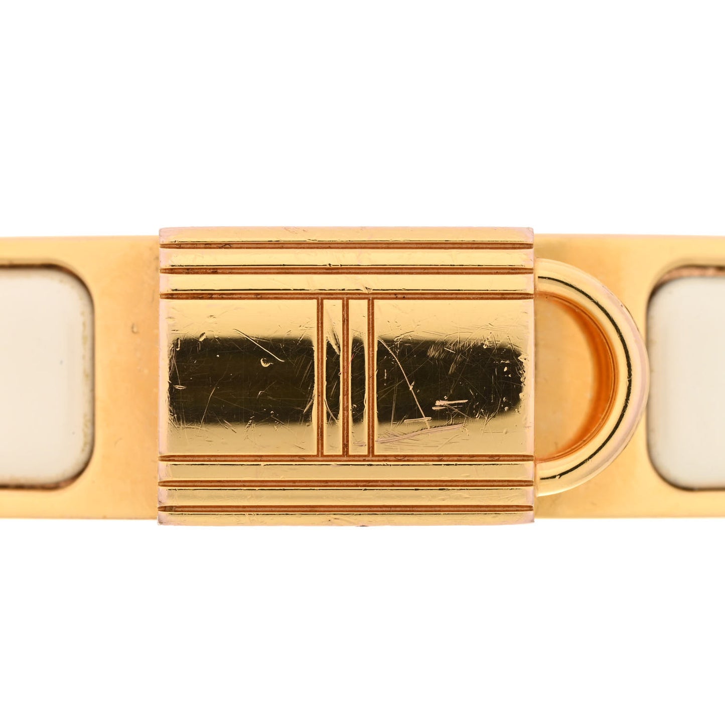 Enamel Narrow Clic Cadenas Bracelet PM White